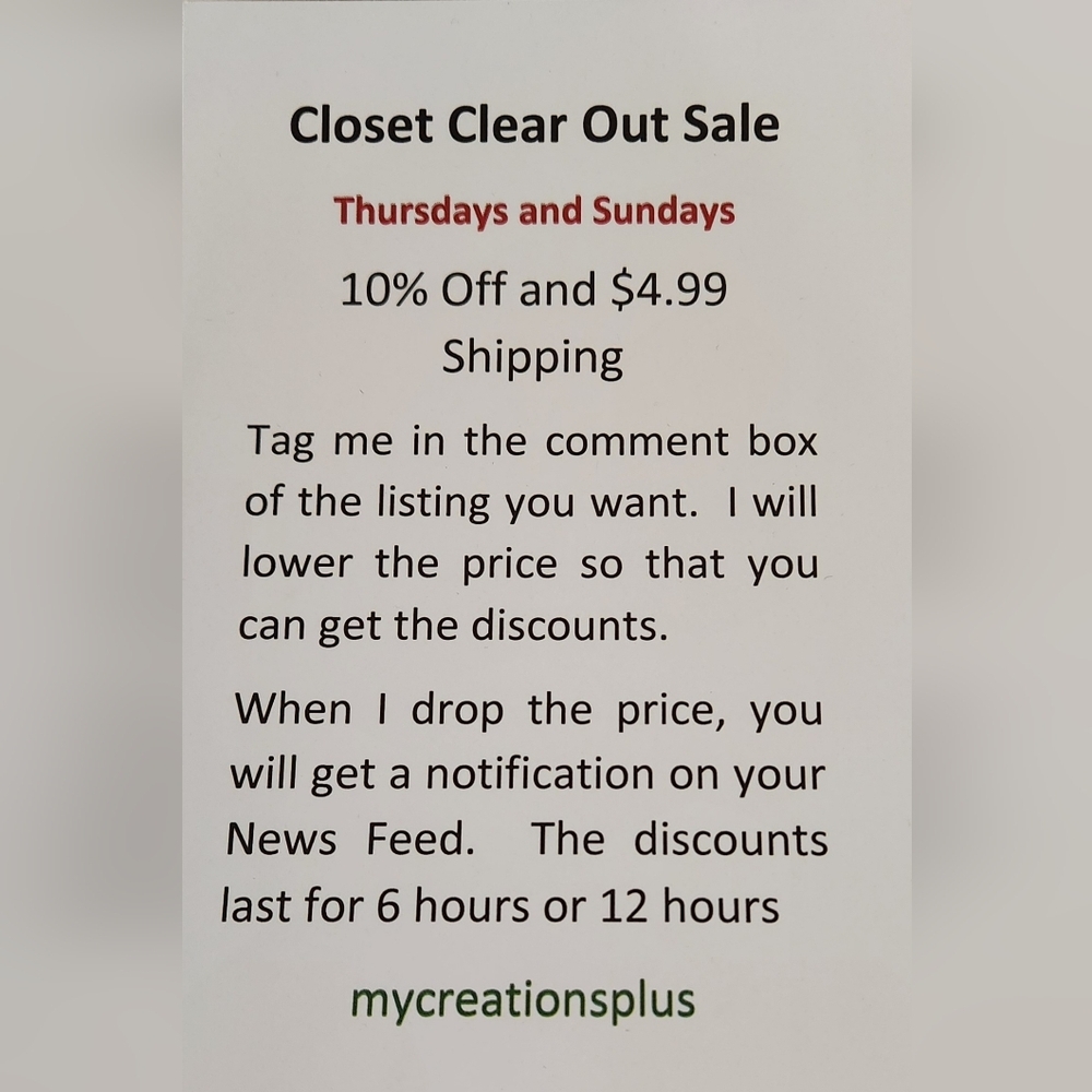Closet Clear Out - Today - SUNDAY, MAY 3, 2026